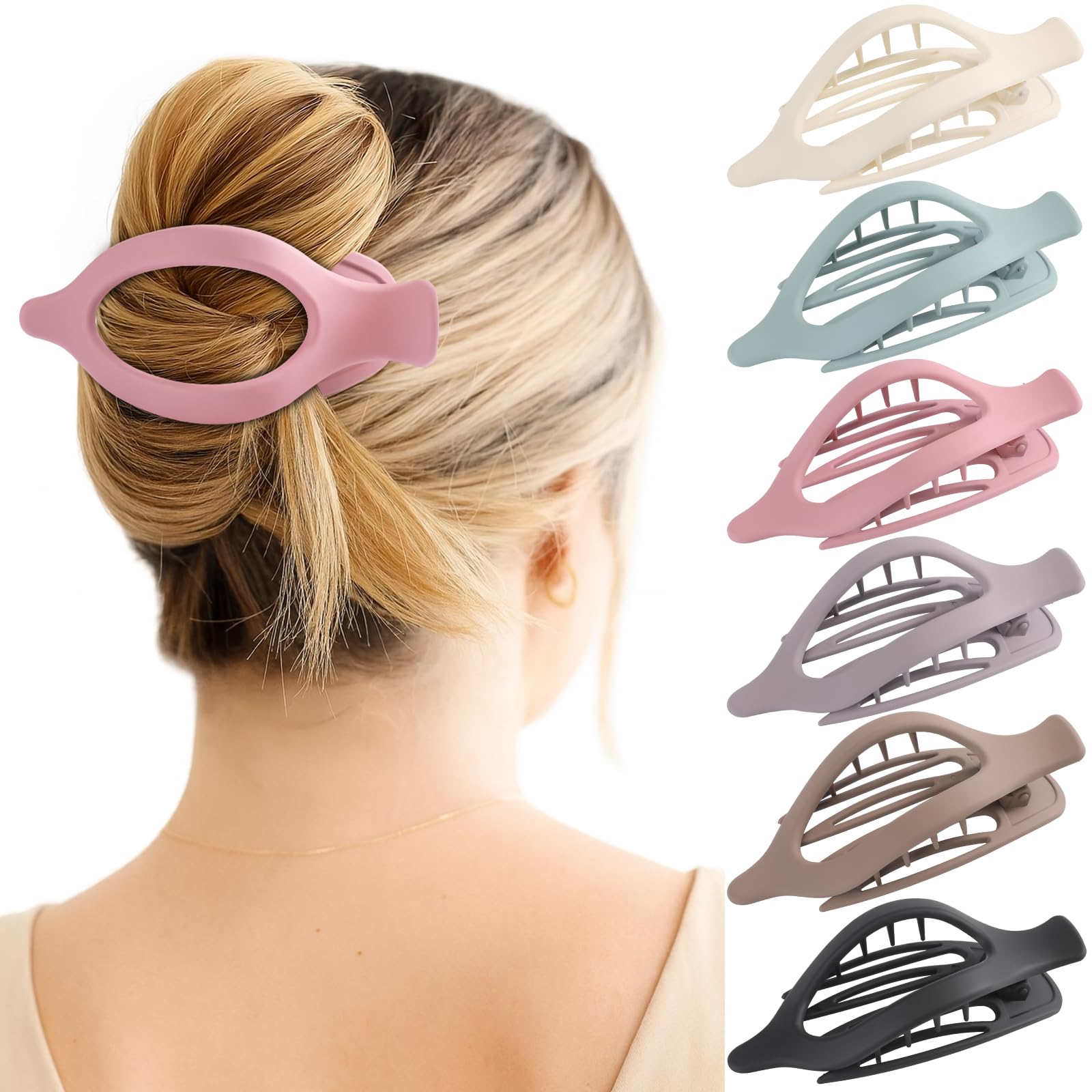 6 Packs Flat Hair Clips, Curved Claw Clips for Women Girls, Alligator Clips for Thick Thin Hair, Strong Hold Duck Billed Clips,4.7 Inch Hair Barrettes