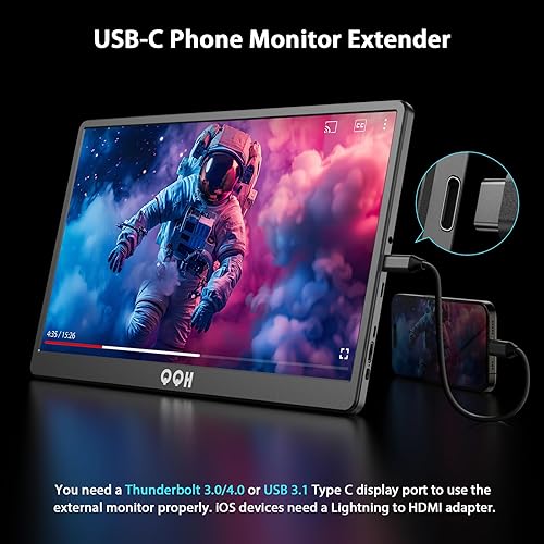 Miniatura 6 de QQH Monitor portátil, monitor de viaje FHD 1080P IPS de 15.6 pulgadas con soporte para portátil con HDR, ultra delgado, cuidado de los ojos, Plug &