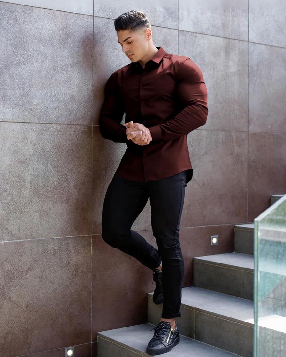 Camisa social masculina de manga comprida com botões e colarinho de trabalho slim fit stretch em promoção! Veja a oferta e mais achadinhos de Camisas 5 Hoje é o melhor dia para comprar Camisa social masculina de manga comprida com botões e colarinho de trabalho slim fit stretch com aquele preço maroto! Promoção! Aproveite a oferta! 5