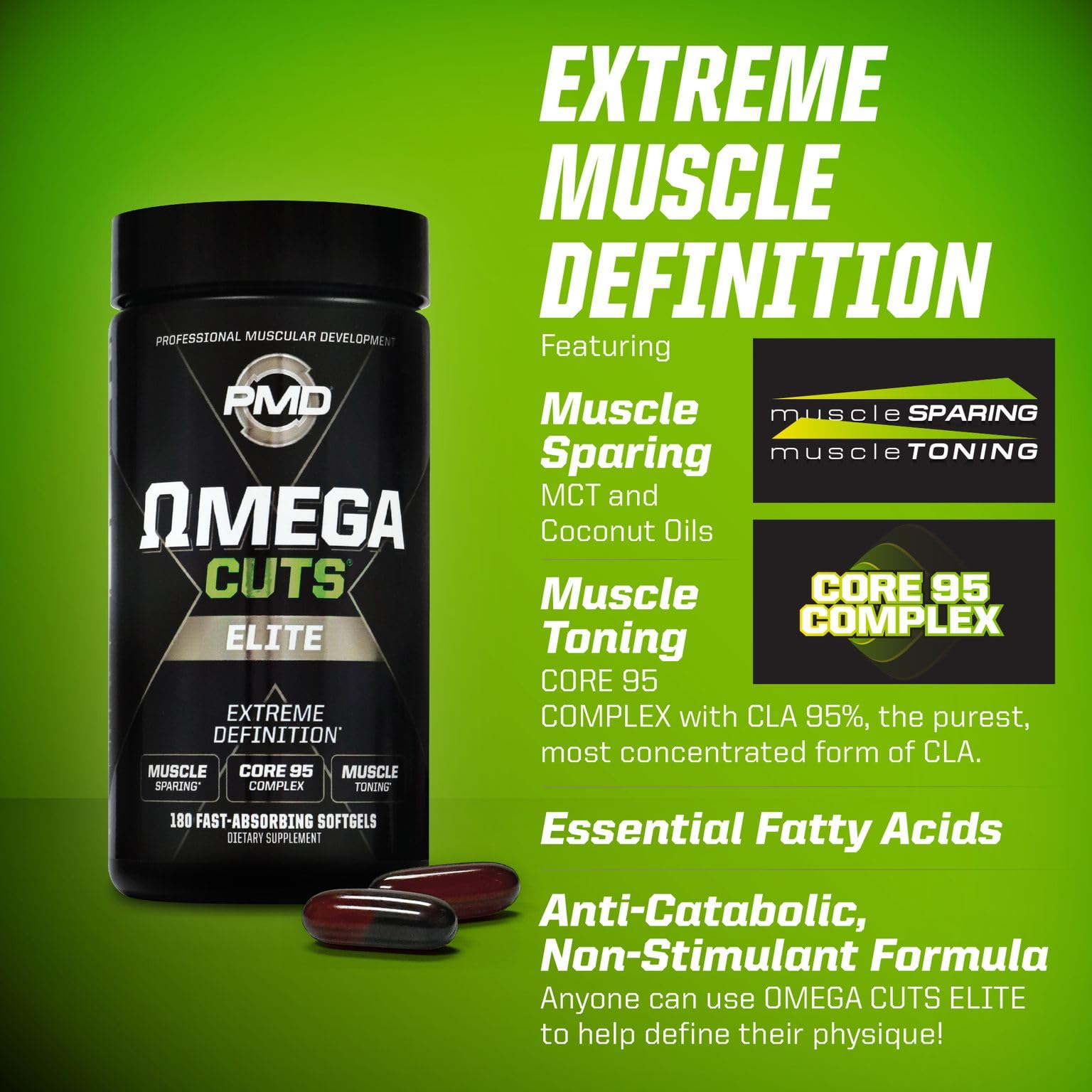 PMD Sports Omega Cuts Elite Fat Loss-Muscle Defining Formula - 180 Softgels — Amazon image 7