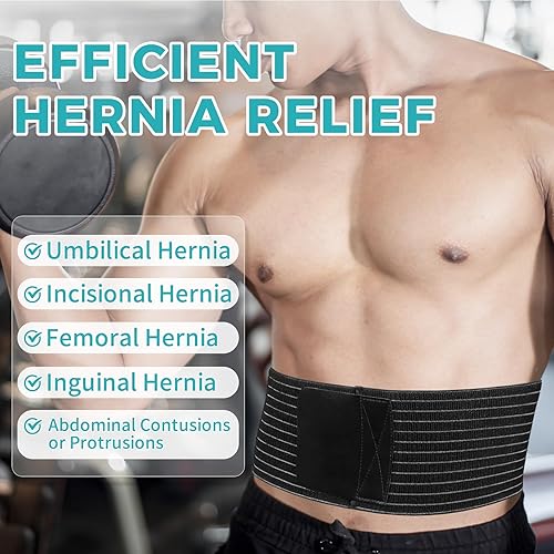 Miniatura 2 de Cinturón de hernia umbilical para hombres y mujeres, carpeta de soporte abdominal con almohadilla de compresión, cinturones de hernia umbilical para