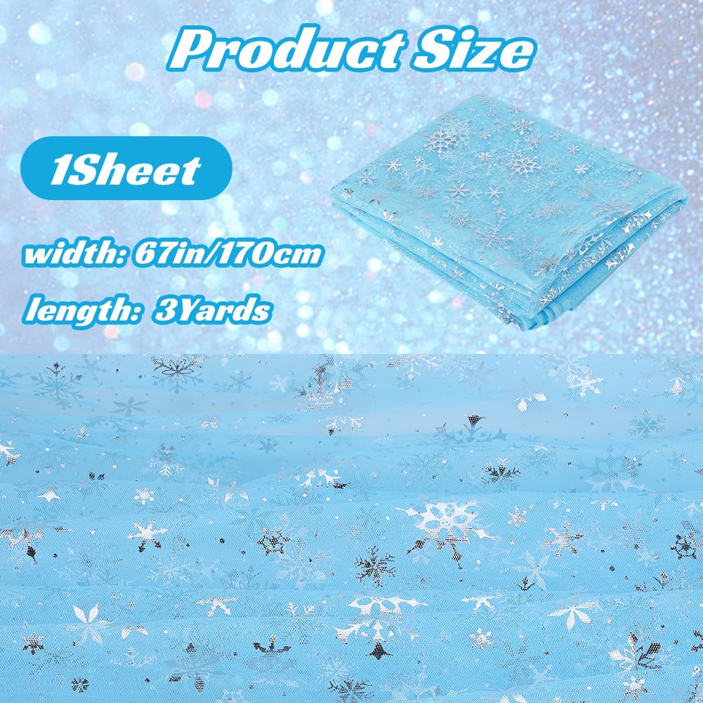 GORGECRAFT 2.7x1.7m Tessuto di Organza In Lamina D'Argento Bianca con Fiocchi di Neve Tovaglia Rettangolare In Tulle Lucido Garza di Rete Tessuto A Rete Trasparente per Confezioni Regalo di Compleanni