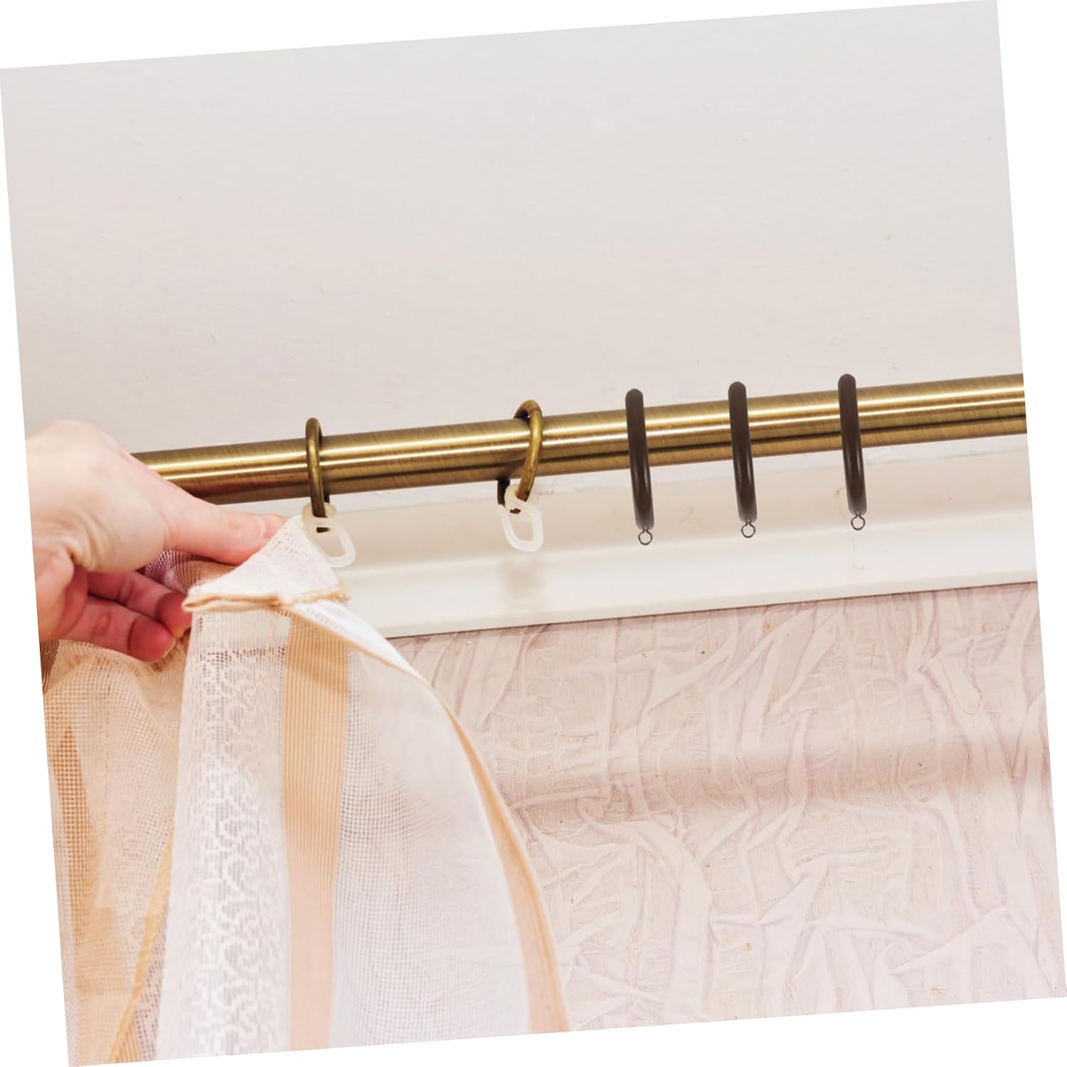 6pcs Natural Wood Curtain Rings Clip Fit for Drapery Rods Roman Rods and Easy to Install and Decorative