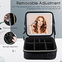 Borsa Trucchi Professionale Con Specchio - Organizer Da Viaggio Con Divisori Regolabili E Tracolla - Nero - Foto 6