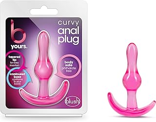 Blush Curvy Anal Plug - Wearable 3.5" Beginners Anal Toy - StayPut & AnchorTech Design - Tapered, Soft, Flexible for Comfort - Beginners Butt Plug - Adult Sex Toys for Women Men & Couples - Clear Pink