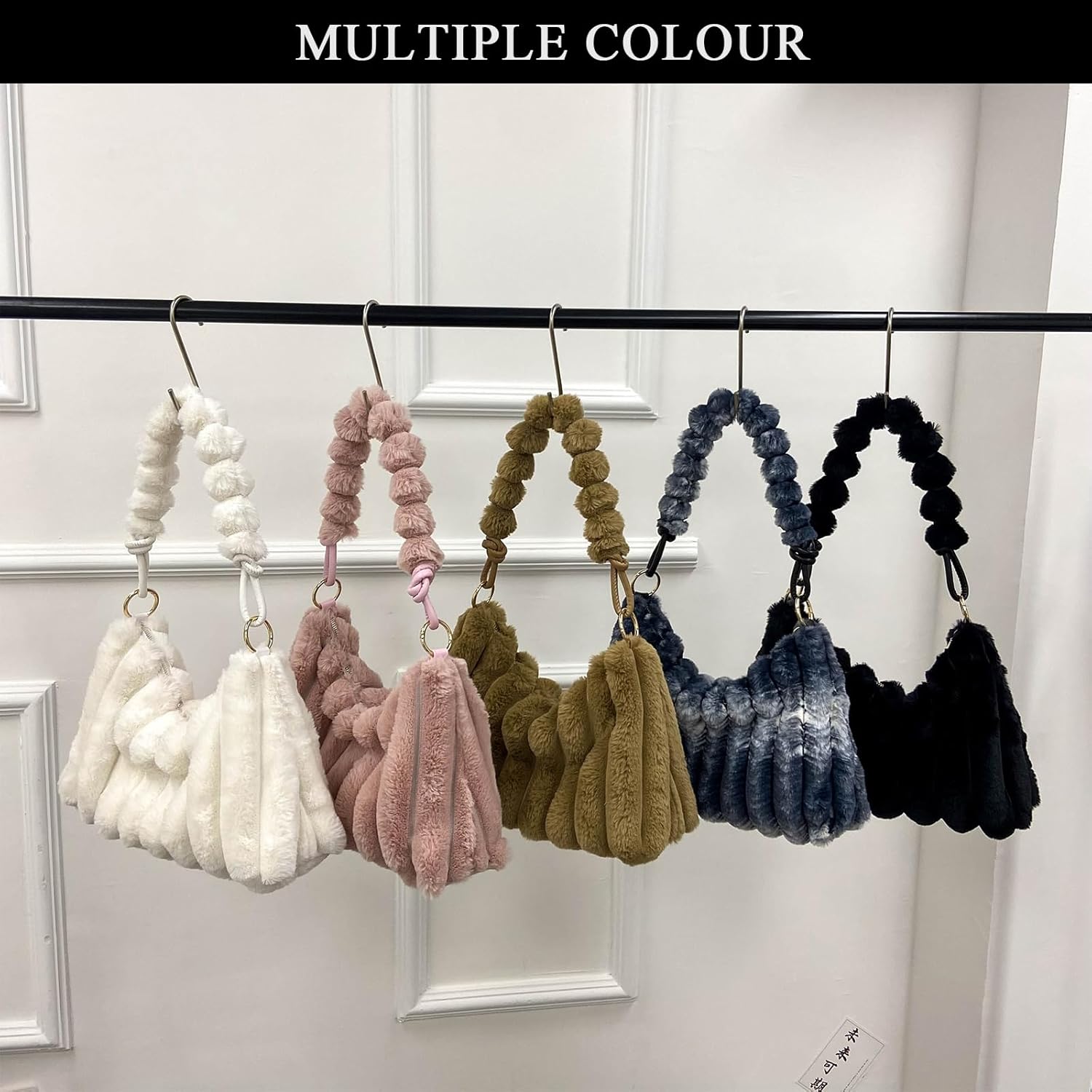Furry Purse Y2K Fluffy Bags Faux Fur Purses for Women Fuzzy Tote Bag Plush Shoulder Handbags - Image 7