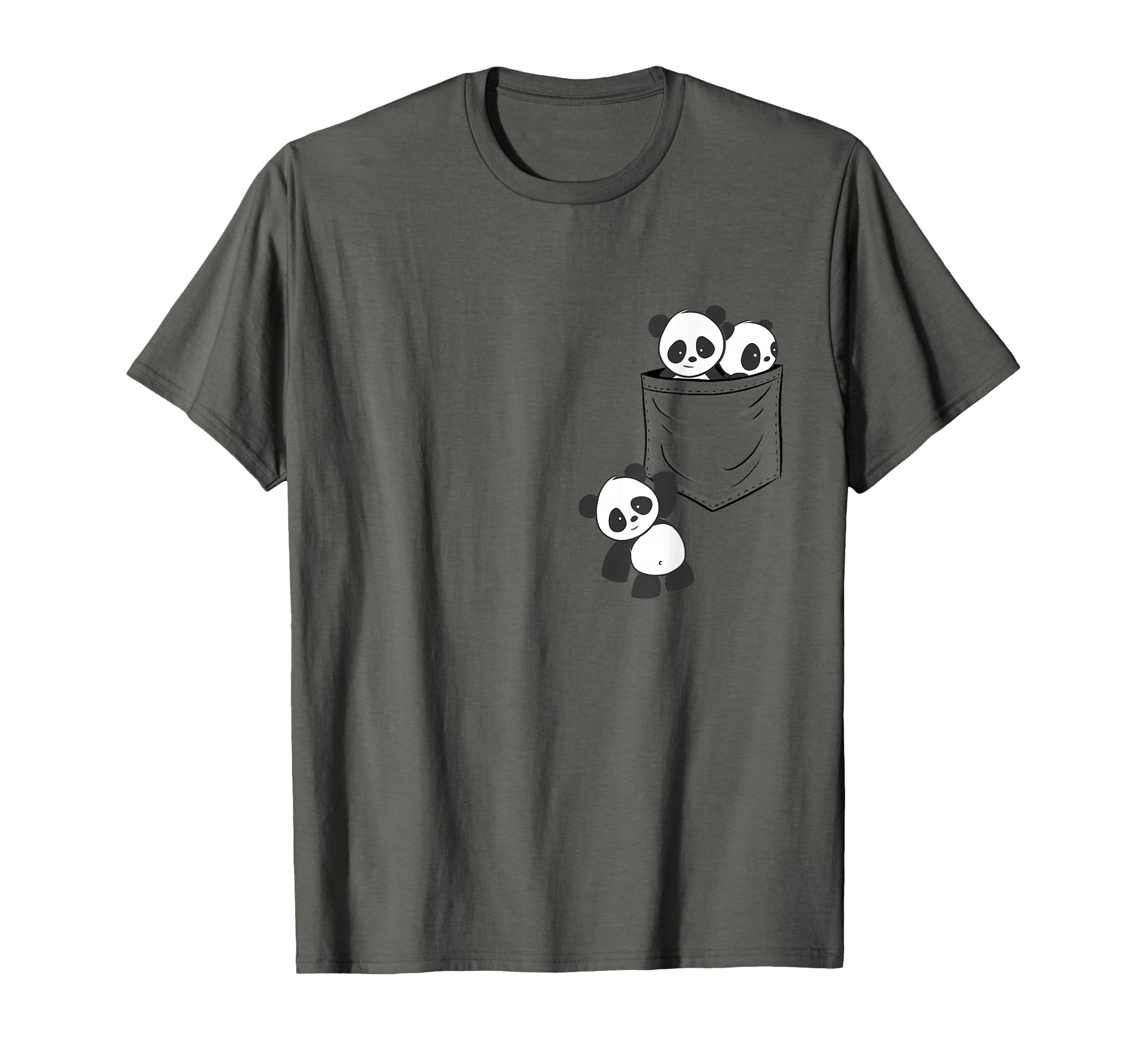 for Panda Lovers Cute Kawaii Baby Pandas in Pocket T-Shirt Small