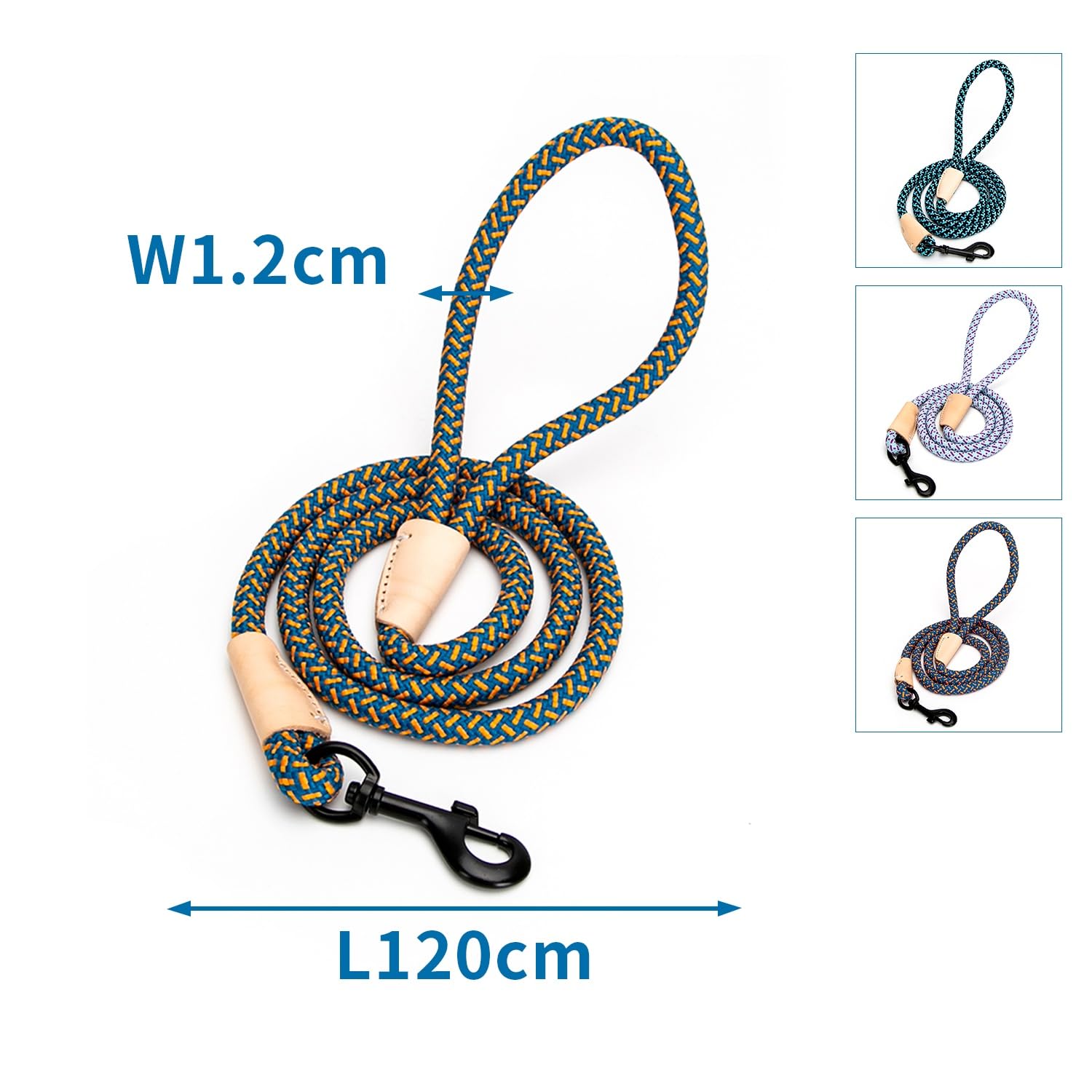 Strong and Adjustable Rope Dog Leash - Ideal for Walks and Training Provides Control and Comfort, Monochrome - Image 2