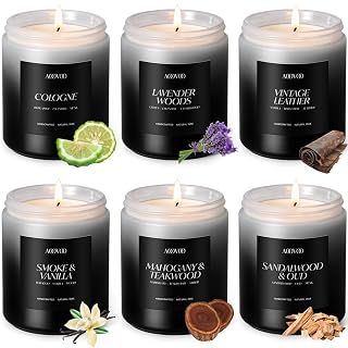 AOOVOO 6-Pack Scented Soy Candles for Men - Masculine Fragrances, 42oz Total, 300Hr Burn Time, Ideal Gift Set