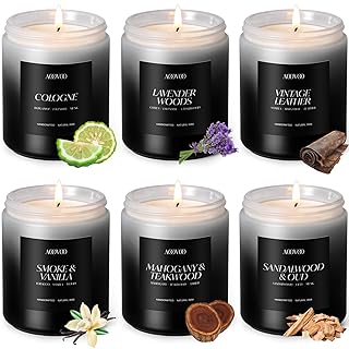 AOOVOO Scented Candles Set - 6 Pack Men Candles for Home Scented, 42 oz Soy Wax, 300 Hour Long Lasting Candle, Soy Candle Gifts Set for Men, Birthday, Valentine, Christmas, Anniversary Present