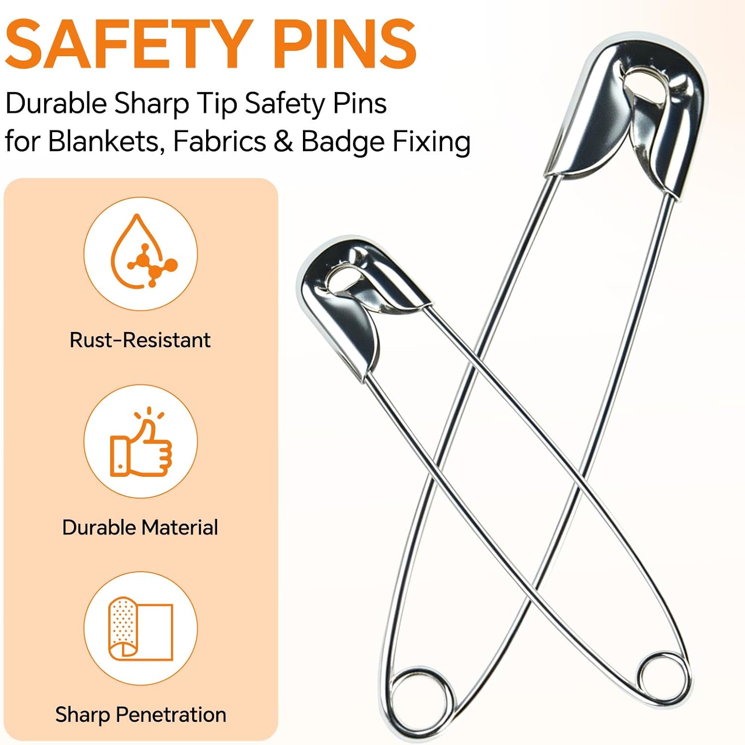 340Pcs Safety Pins Large & Small Assorted Steel Pins Bulk for Clothes Sewing Craft Art and Craft Supplies