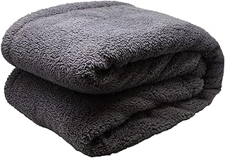 Close Up Henry´s Luxus Wohndecke - Hochwertige XXL Decke - flauschig weiches Fleece, Lammflor Plüsch (Dicke Ausführung), Sherpa Optik - warm - 150 x 200 cm – Grau/Anthrazit