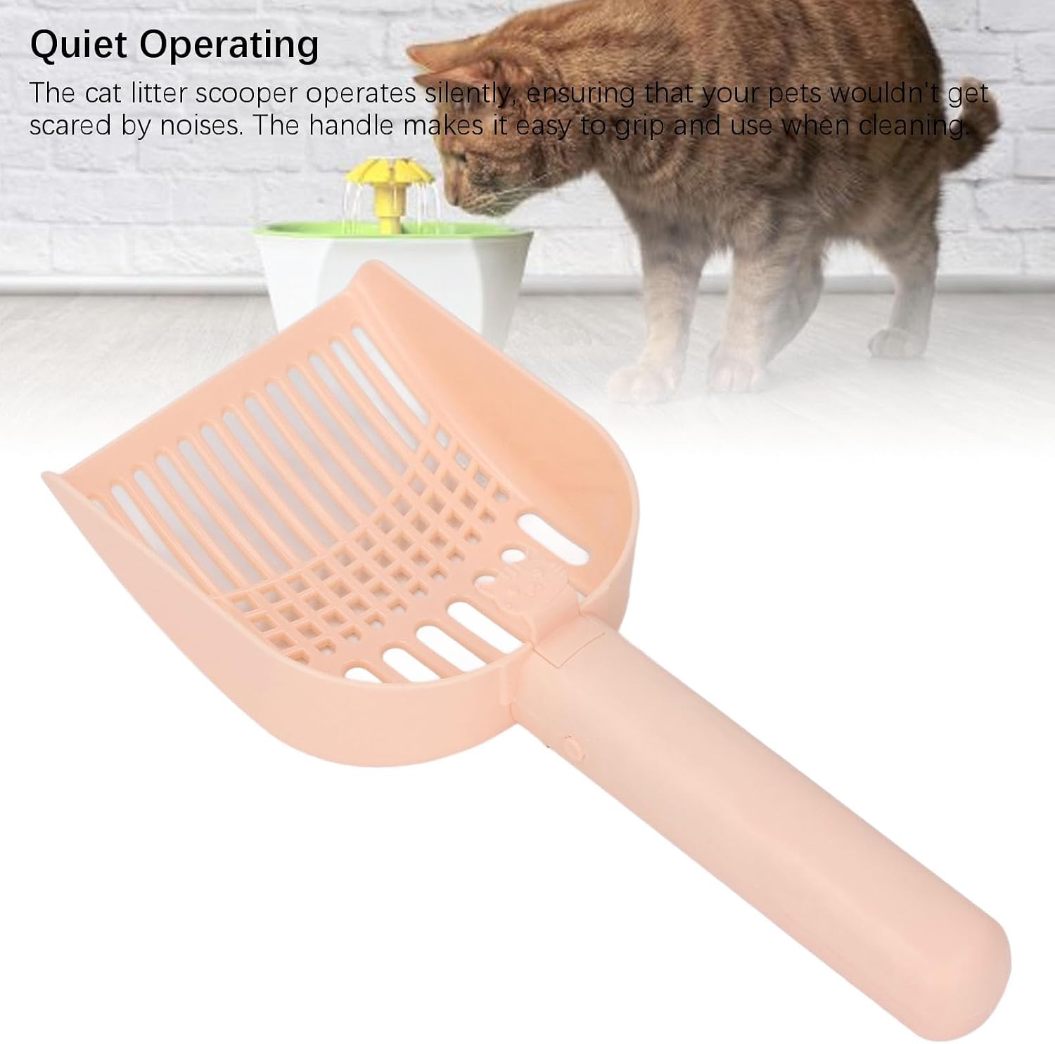 Fockety Cat Litter Scoop, Strong Vibrating Rechargeable Quiet Operating Cat Litter Shovel No Dead End Cleaning Non Slip Handle Sturdy Plastic Cat Litter Scooper with Holder for Litter