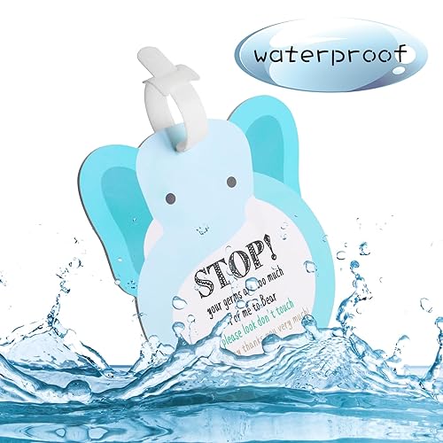 Miniatura 2 de Elephant Baby Dont Touch Sign - Funda para asiento de coche y etiqueta de cochecito – 2 juegos de tablero duro de vinilo para cesta de bebé con