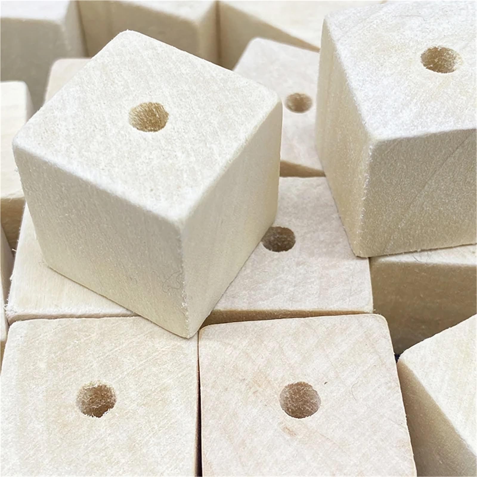 100 cuentas de madera natural 25 mm for manualidades infantiles, ecológicas, sin plomo, cuadradas, con agujero