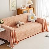 ROOMLIFE Orange Couch Cover Boho Sofa Covers for 3 Cushion Couch Washable, Furniture Protector Sofa Couch Cover for Dogs, Soft Breathable Sofa Slipcover, Couch Throw Blankets with Tassels 71''X134''