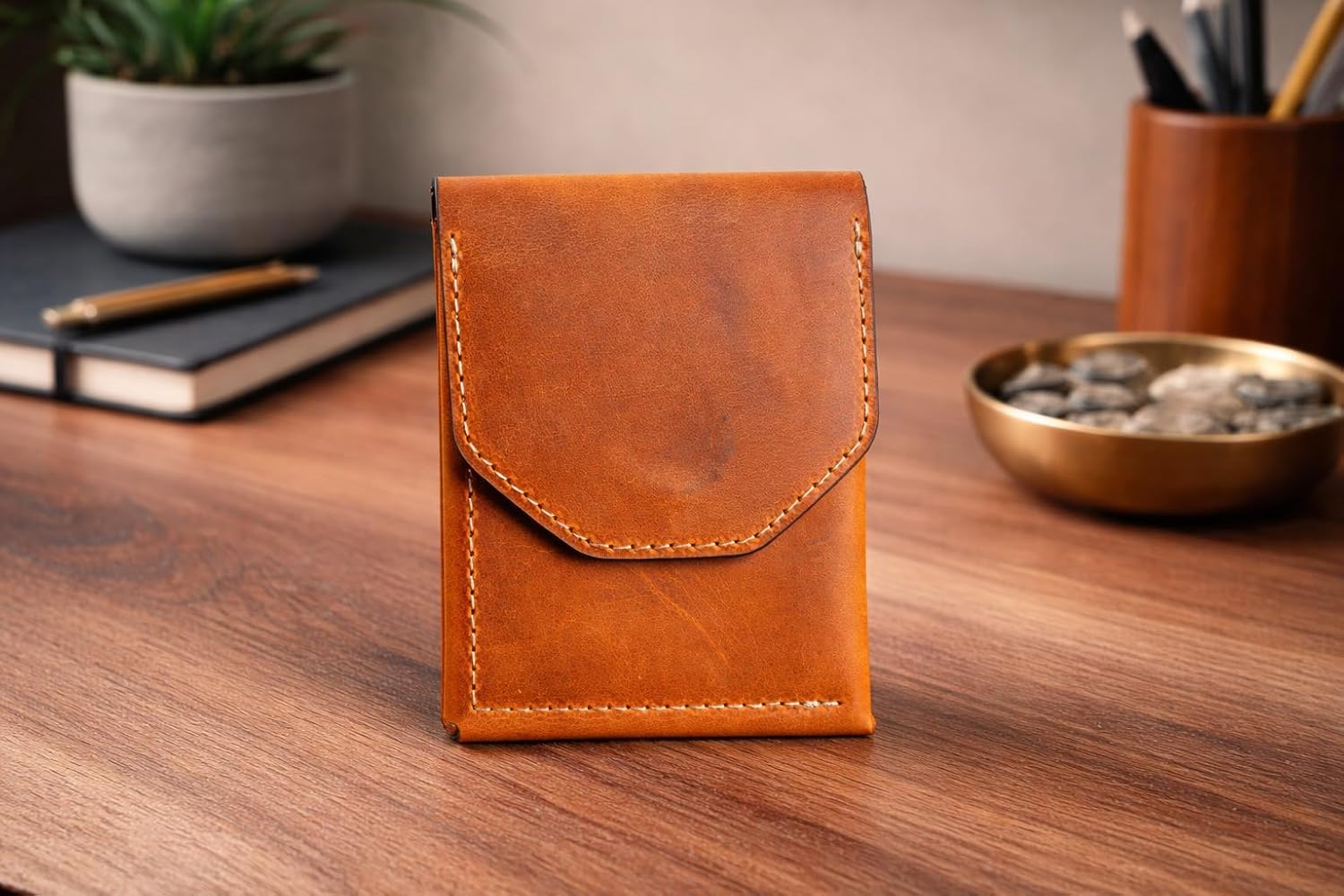 Personalized Full Grain Leather Wallet for Men – Slim Minimalist Front Pocket Cash Wallet with Magnetic Closure, Custom Engraved Handmade Leather Wallet, Gift for Him, Father’s Day, Anniversary