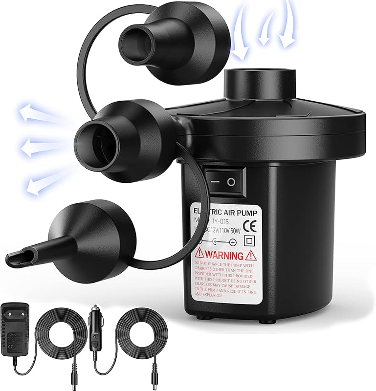 Penbinmall Elektromos Pumpa - 2 az 1-ben Felfújó és Leeresztő Készülék 3 Fúvókával Matracokhoz, Csónakokhoz, Medencékhez