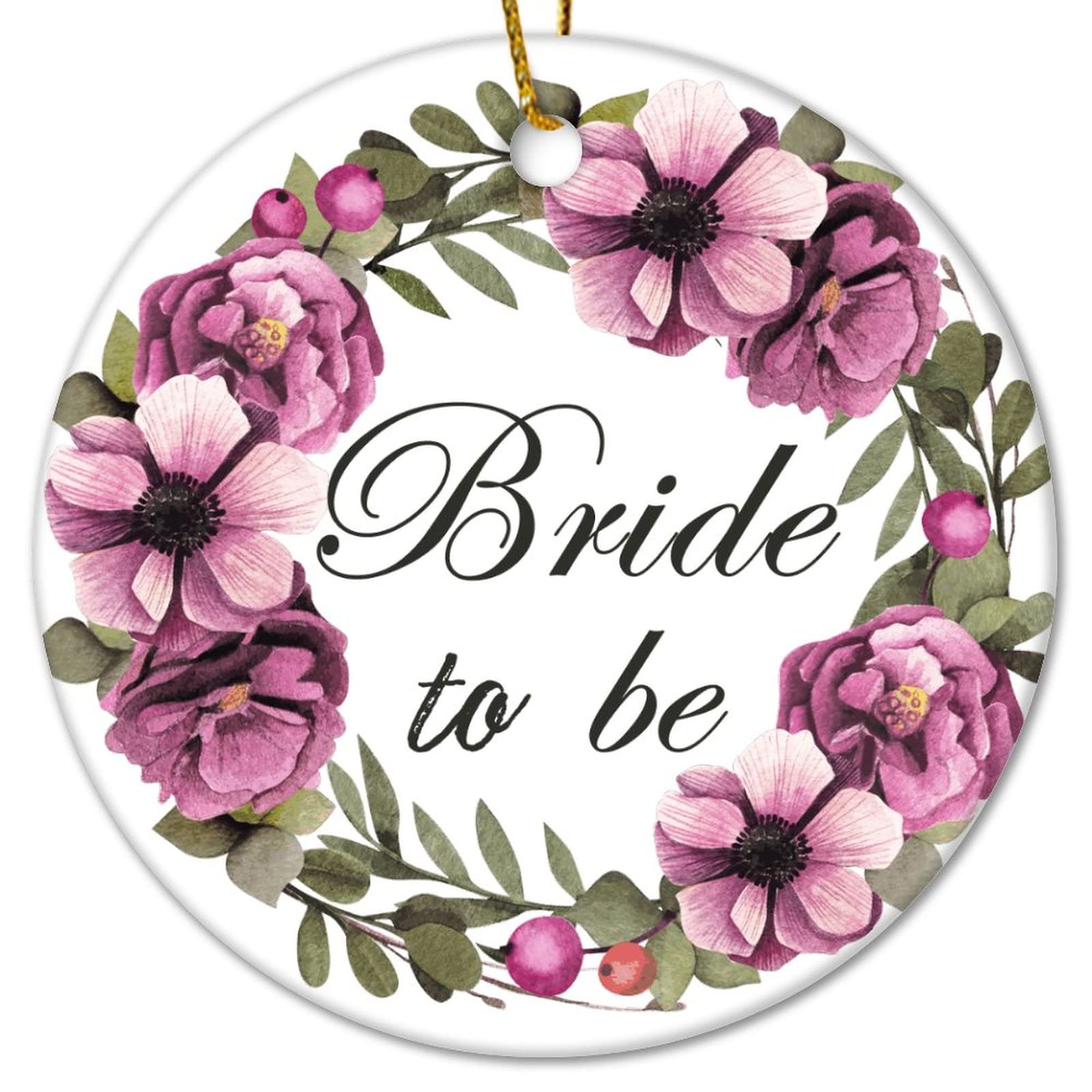 Corona de flores para novia, adorno de cerámica de Navidad, adornos de Navidad personalizados, adornos divertidos para árboles de Navidad para miembros de la familia de Navidad, 7,6 cm