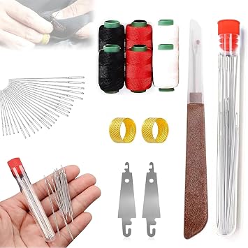 Stainless Steel Sewing Needles, Big Eye Steel Sewing Needles Kit, 34PCS Big Eye Steel Needles Set - Long & Thin Handmade Quilting & Sewing Needles Kit for DIY Sewing 37pcs