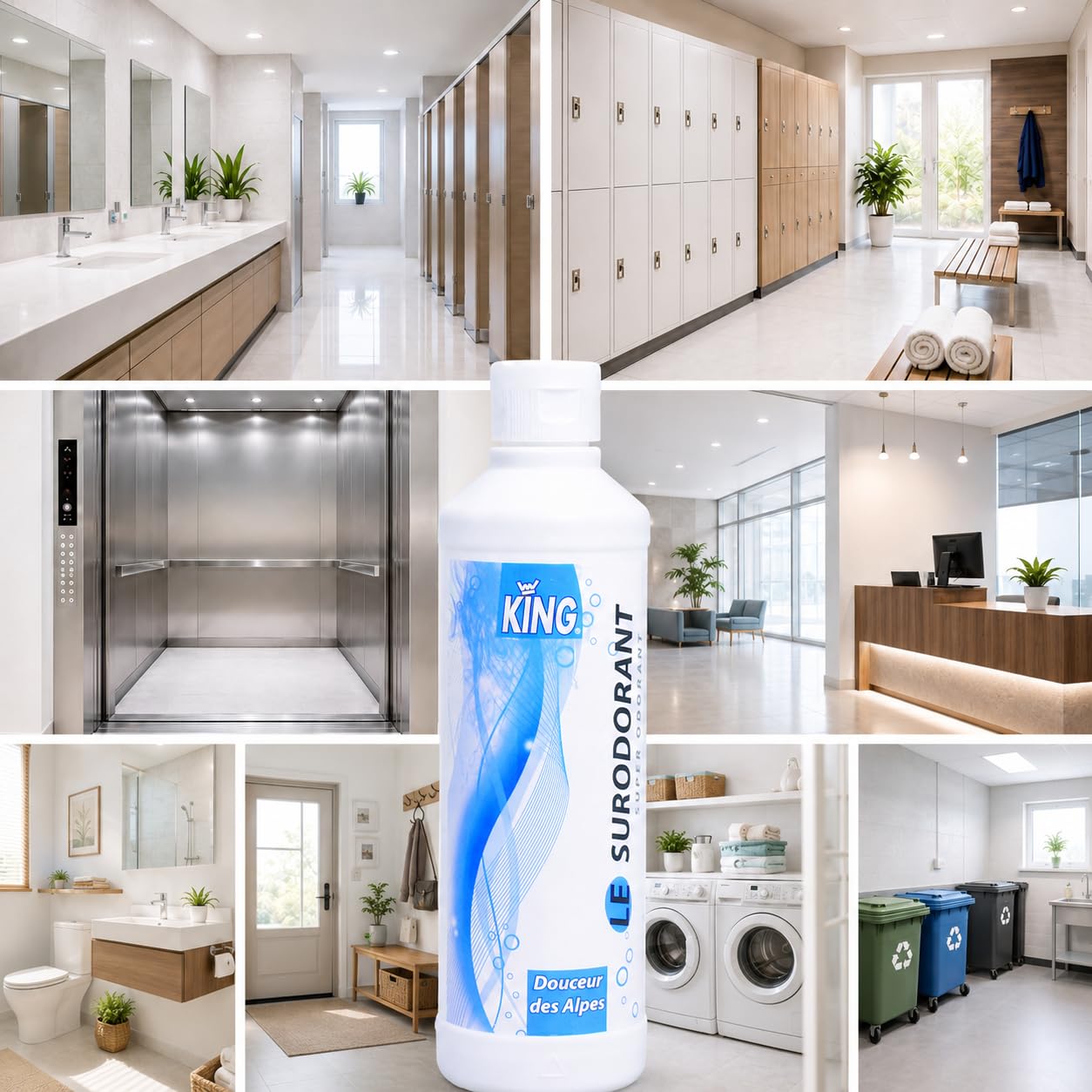 KING Surodorant Douceur des Alpes 500 Ml | Concentré – pur ou dilué – sans rinçage – odeur rémanente plusieurs heures – WC sanitaires poubelles espaces collectifs