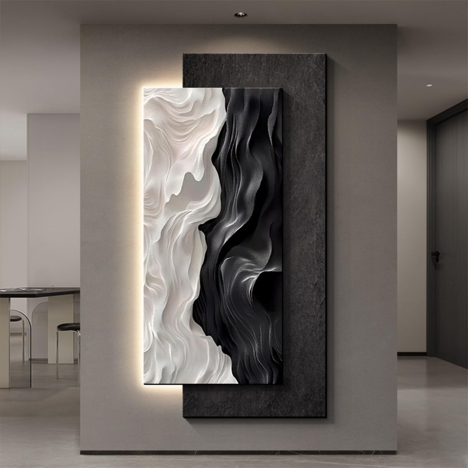 Zhiyuanfurn A 3D Sandstone Wall Rt With Led Lighting, Modern Bstract Wall Sculpture