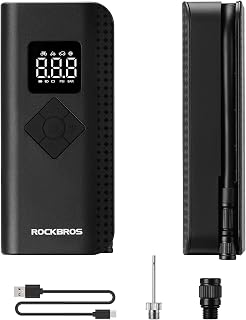 ROCKBROS Air Pump Electric Bike Pump Mini Compressor 7-150PSI 2000mAh 5 Modes Portable Compatible Tire Pump with Digital Display LED Light Presta and Schrader for Motorcycles, Bikes, Balls