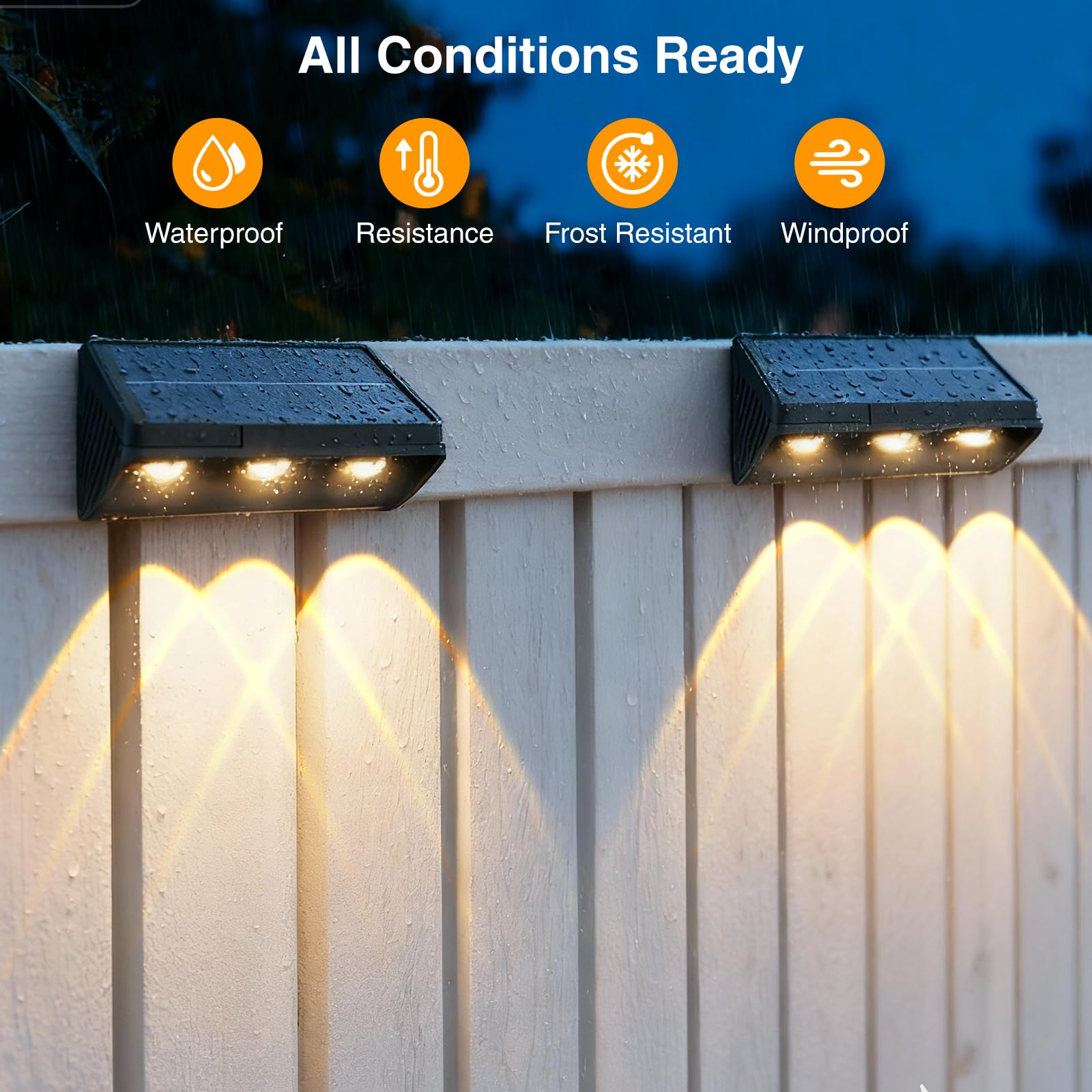 Onforu Solar-Zaunleuchten, 8er-Pack, 3 Modi (Warmweiß/Neutralweiß/Kaltweiß) | Dämmerungssensor, IP65 wasserdicht, für Terrasse, Treppe, Garten, Geländer und Mauer