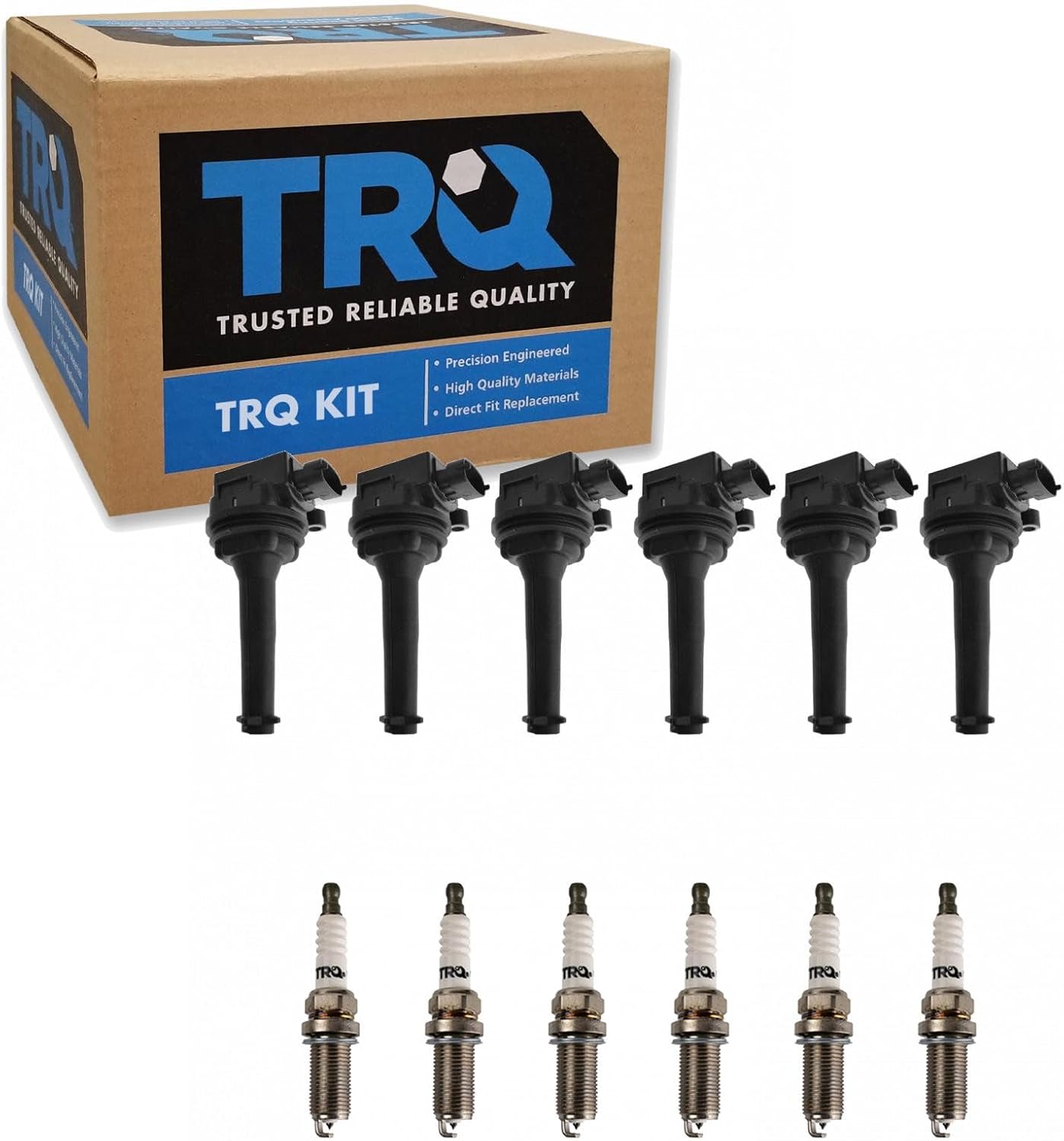 TRQ Ignition Coil and Spark Plug Kit 12 Piece Iridium Spark Plugs Compatible with 2000-2005 Volvo S80 2003-2005 XC90