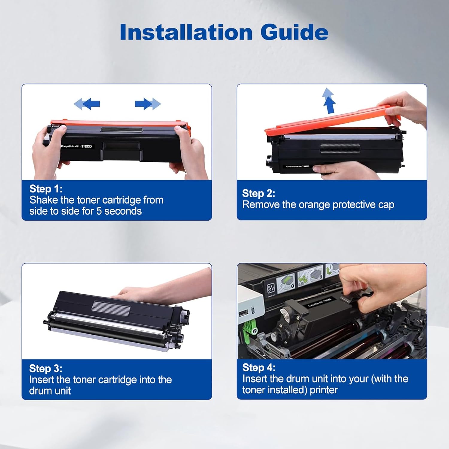 TN660 TN630 Toner for Brother Printer Replacement Cartridge for HL-L2300D Toner HL-L2380DW HL-L2320D HL-L2360DW HL-L2340DW DCP-L2540DW MFC-L2720DW Printer (4 Pack/ Black)
