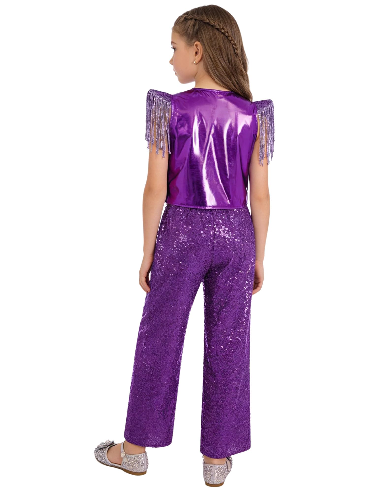 Niña Traje Disco Metálico Trajes De Baile De Jazz De Para Niños