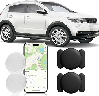 Tracking Device for Cars, Work with Find My iOS Only, Hidden Car Tracker with Magnetic Waterproof Case, No Monthly Fee 2PCS, Black
