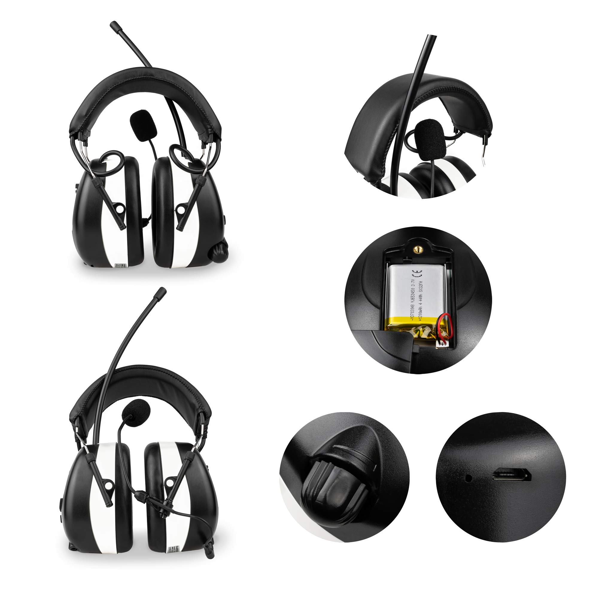 EARMUFF Hearing Protection with DAB and FM Radio, Bluetooth and 31 dB Isolation, Black-white, M-L - Image 4