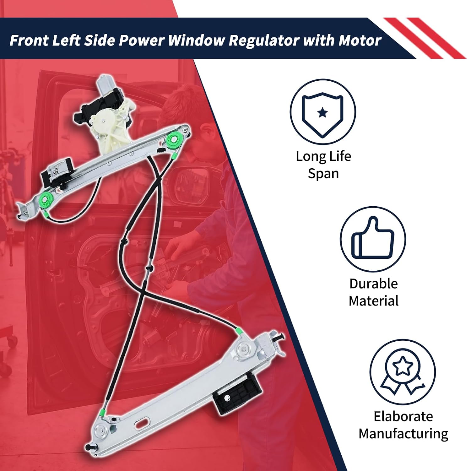 Front Driver Left Side Electric Power Window Regulator with Motor Compatible with Chevrolet Camaro 2011-2015, Replace 382375 WLA4013 22777325 22798809 22806508 22877927 23427761
