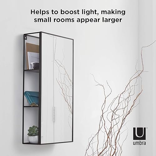 Miniatura 5 de Umbra Cubiko - Armario de almacenamiento rectangular de metal negro de 24 x 12 pulgadas con 3 estantes