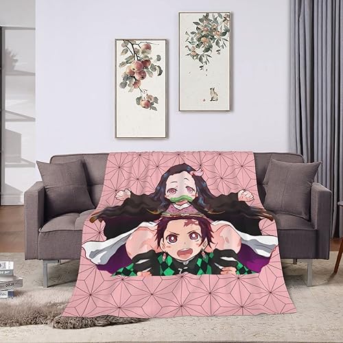 Miniatura 7 de Demon Anime Nezuko Kamado Kamado Tanjirou - Manta suave de franela de microfibra de vellón para sofá, sala de estar, dormitorio, cálida y ligera