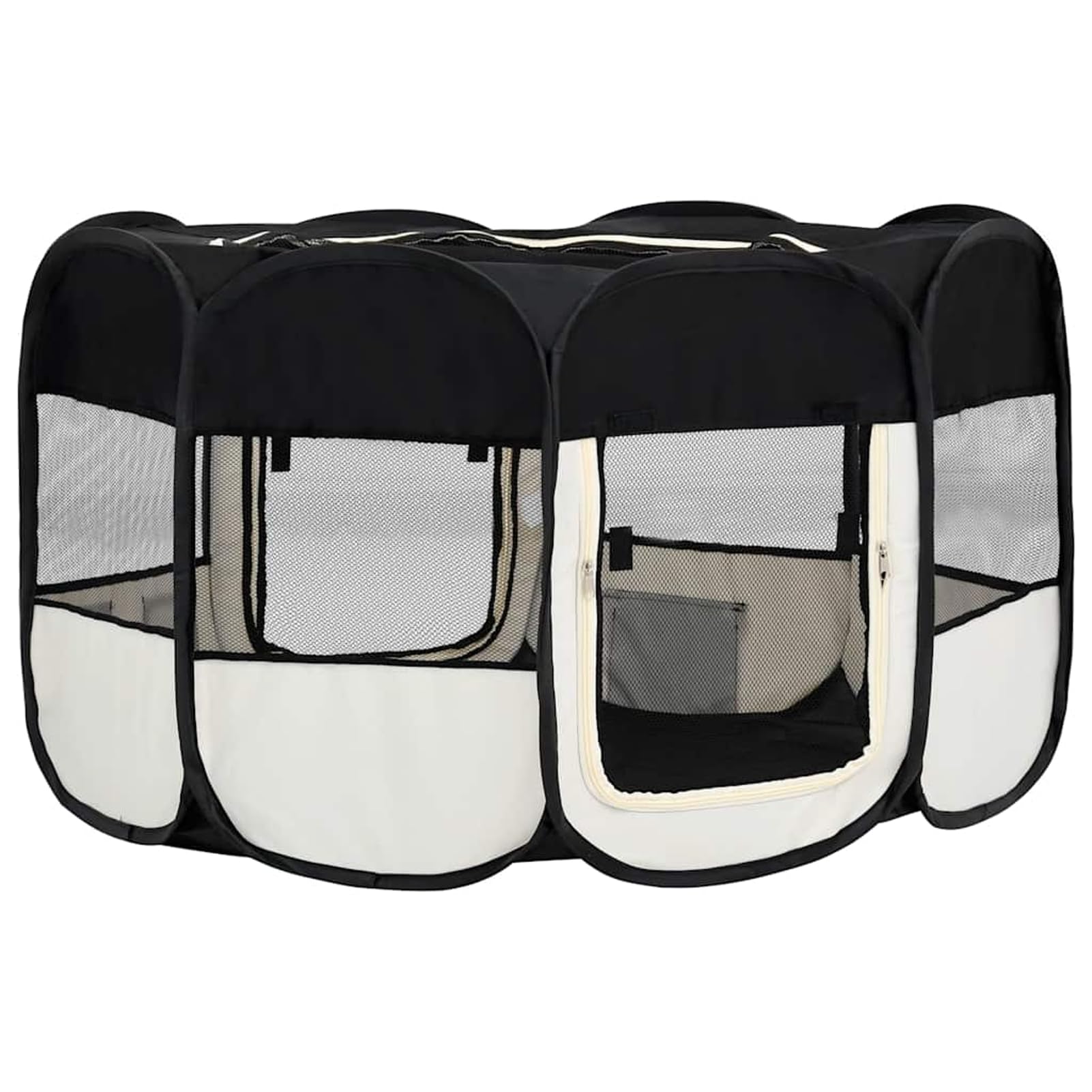 Fasba Parque Plegable para Perros - Entrenamiento y Juegos, 145x145x61 cm, Negro y Crema, Poliéster y Acero, Incluye Bolsa de Transporte Modelo FCLRZJ-171008ES