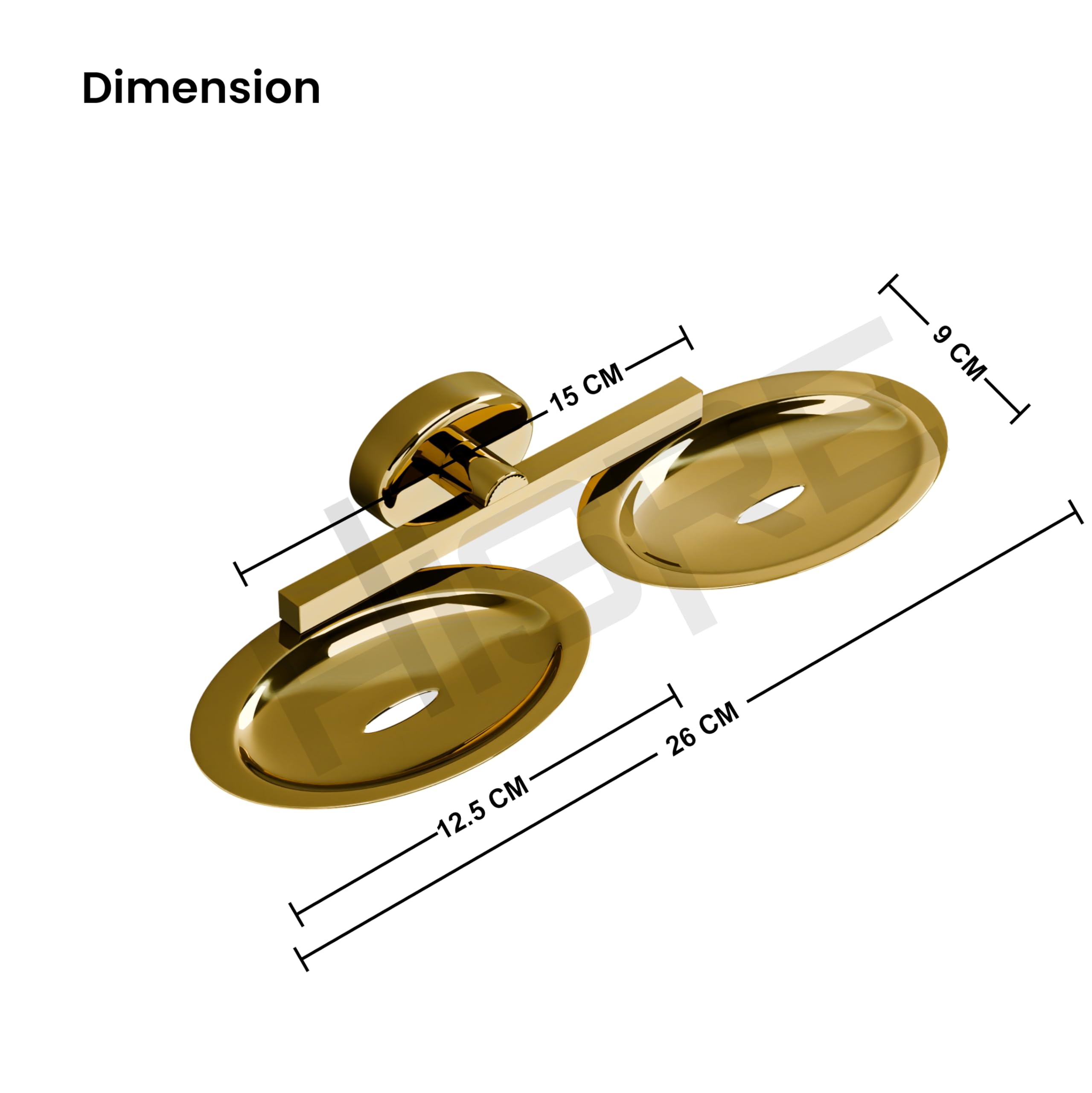 HISRE Double Soap Holder Wall Mounted | Gold Dual Soap Dish with Round Base & Oval Trays, Modern Bathroom Soap Holder for Shower, Sink & Wash Basin, photo 3 of 5