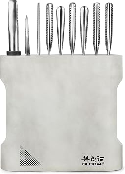 Global Kanpeki 10 Piece Knife Set with Cement Gray Block