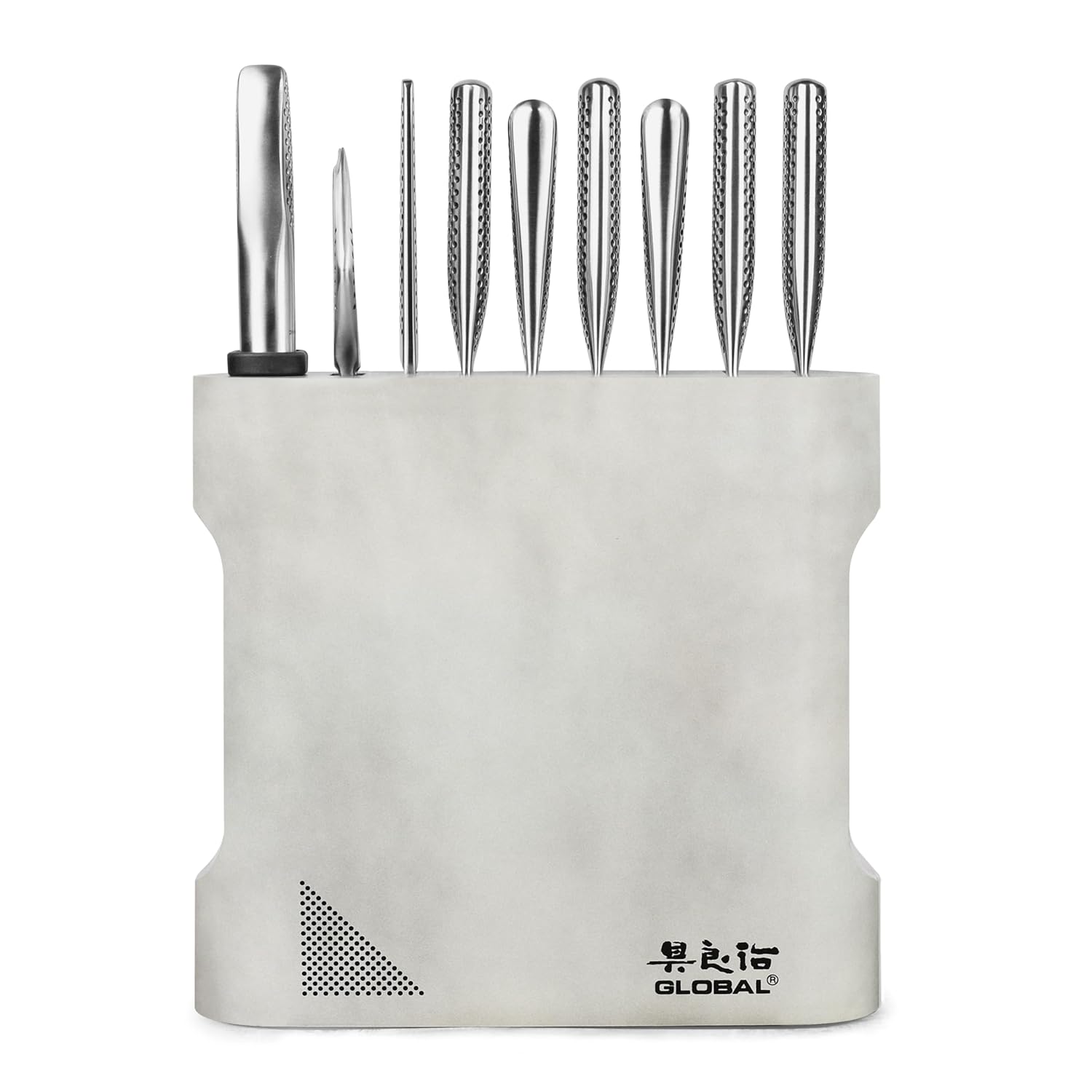 Global Kanpeki 10 Piece Knife Set with Cement Gray Block