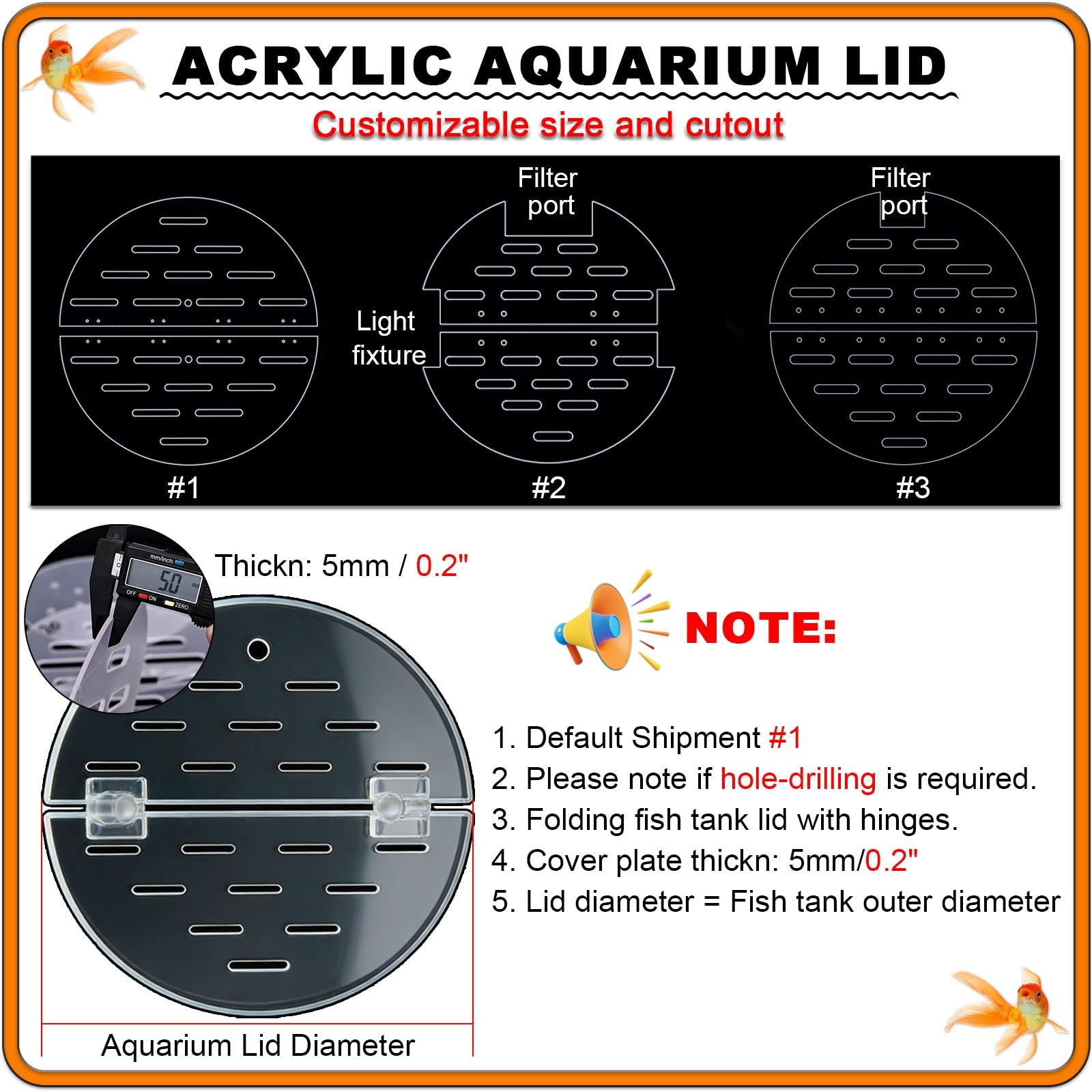Couvercle Aquarium Couvercle d'aquarium 12", 14", 16", 18", 20", 22", 28", 34", 39", couvercles Anti-Saut en Acrylique Transparent for Aquarium, 0,2 po d'épaisseur(33.5"/85cm)