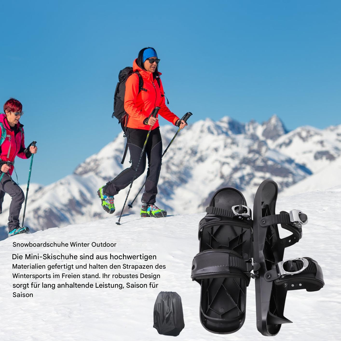 Ski Skates,Invierno Corto Patines Esquí Zapatos Para Exterior - Transpirable Snowblades Equipo Resistente a Golpes para Principiantes Adultos Mujeres Hombres Deportistas Tiempo Frío Viajar