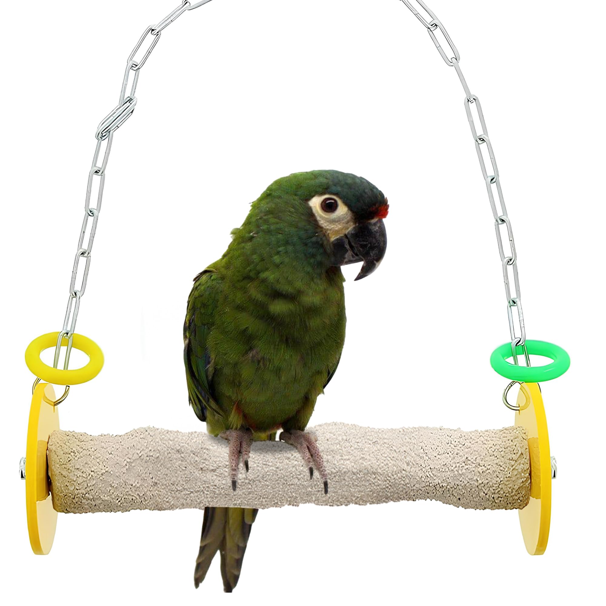 Sweet Feet and Beak Bird Swing - Pumice Perch Trims Nails and Beaks, Safe and Non-Toxic, For Small and Large Birds, 10.5 Inches
