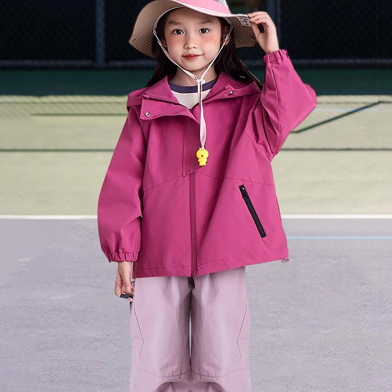 Boys Girls Hooded Windbreaker Kids Lightweight Water & Wind Resistant Full Zip Raincoat Outdoor Hiking Hoodies Outerwear Coat