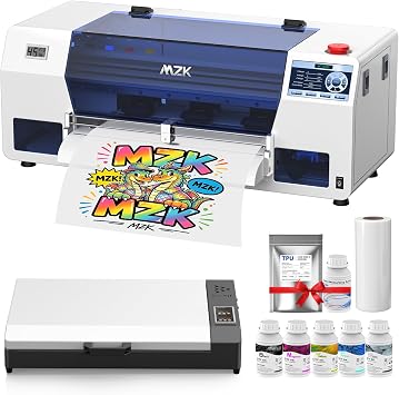 MZK A3 DTF Printer with F1080 Printhead - Automatic Time Cleaning Maintenance+Ink Anti-Clog Design,2X-Speed Compared to L1800 DTF Bundle,5" LED Multi-Function Display,Film Cutter,Gift Ink 2 Years