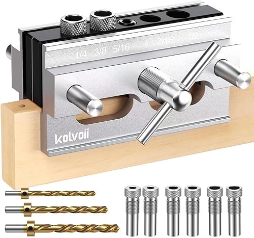 Miniatura 1 de Kolvoii Plantilla de clavija autocentrante, kit de plantilla de clavija de precisión, ancho ajustable para agujeros rectos, juego de carpintero de