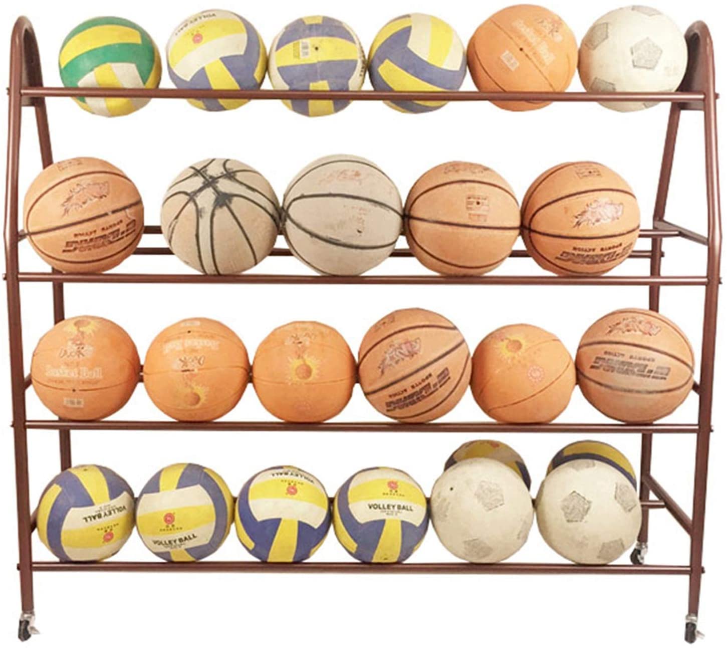 Chariot de rangement pour ballons de sport sur les terrains de jeux extérieurs