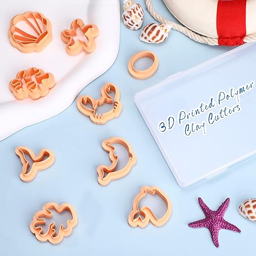 Miniatura 6 de Puocaon Ocean Life - Cortadores de arcilla polimérica de 9 formas para aretes cortadores de arcilla para hacer joyas de arcilla polimérica impresión