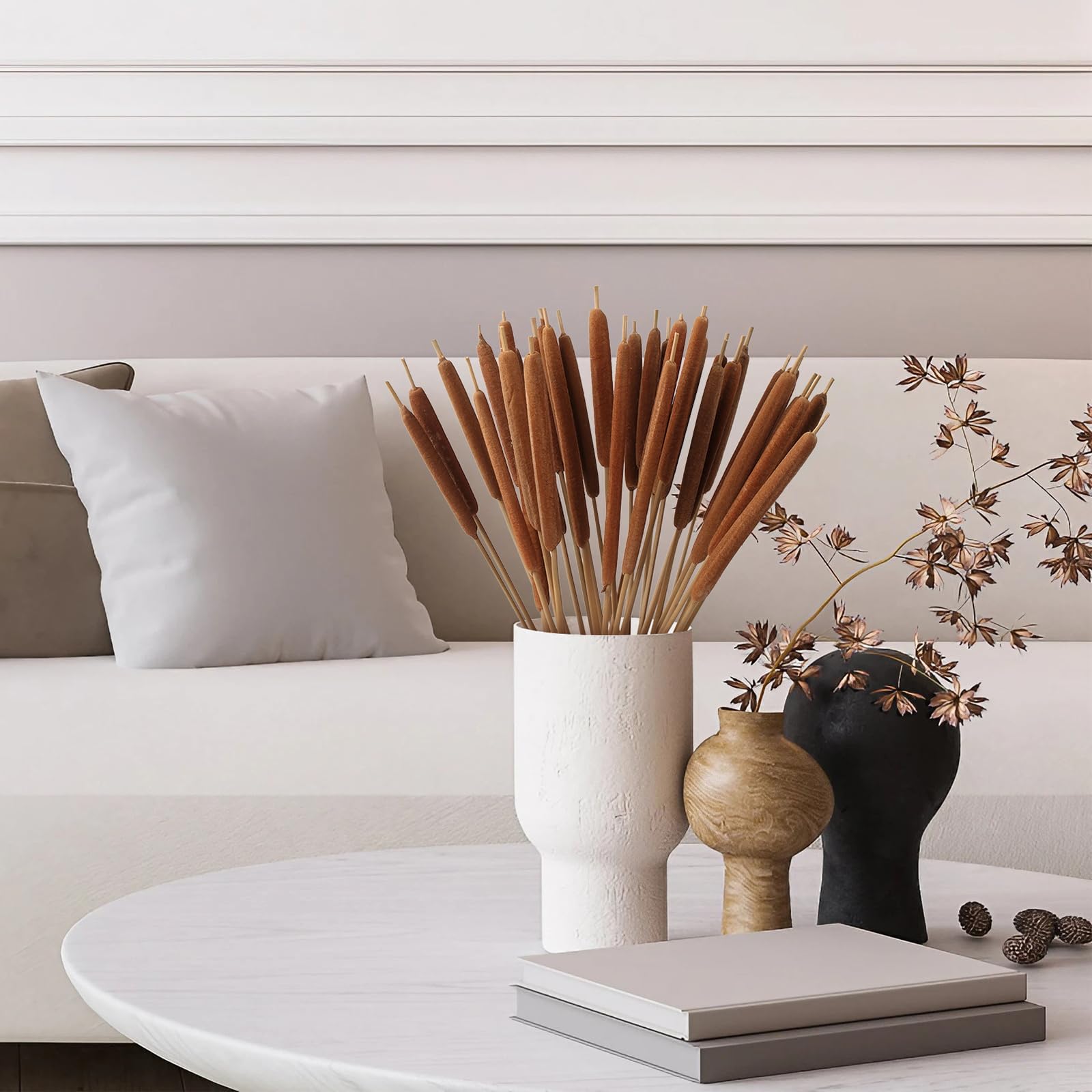 MIHUAGE Dried Natural Cattails, 30PCS for DIY Floral Arrangements and Home Office Decor - Image 2