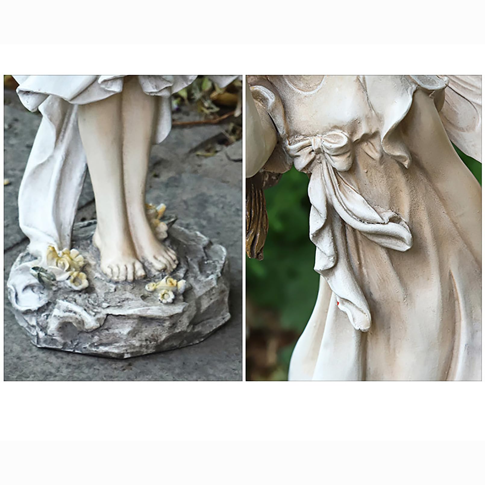 Gartenfiguren & gartenstatuen Elfen Figuren Gartendeko für draußen Retro Mädchen Harz Feen Skulptur,Europäische kreative Gartenfeen-Ornamente,Outdoor oder Haus Dekor,H 34cm,Grau